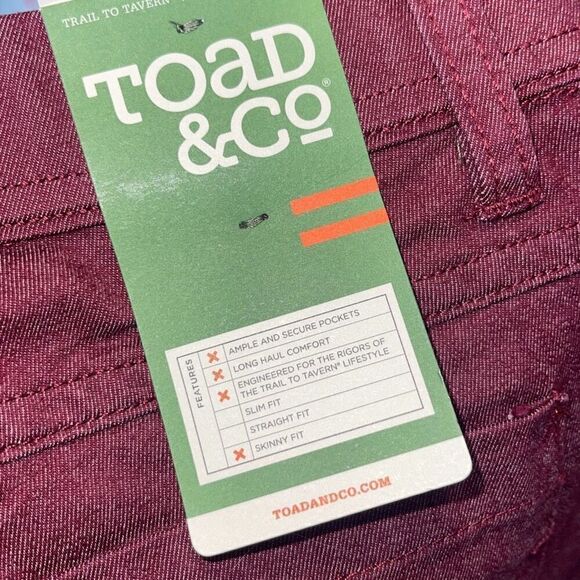 Toad & Co Womens Mid Rise Lola Slim Fit Straight Skinny Jeans Burgundy Sz 4 NWT - Picture 6 of 10
